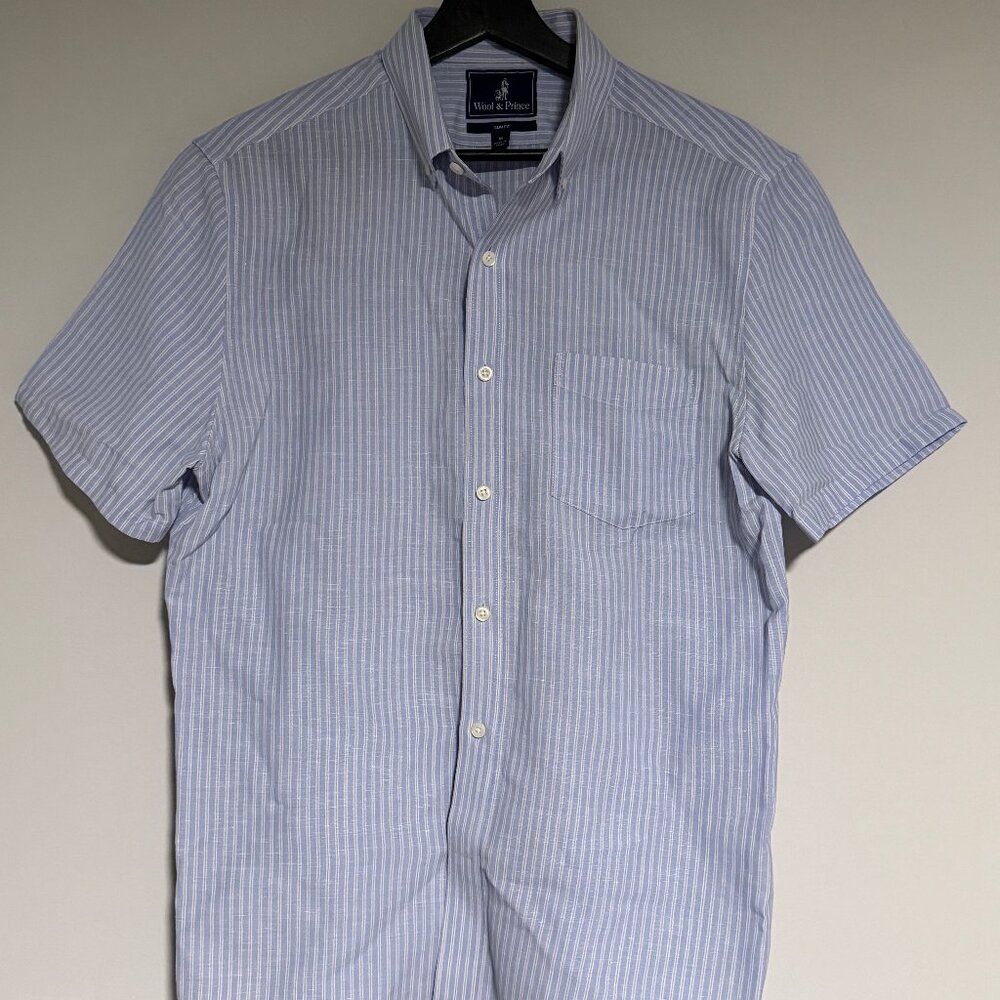 Men's Wool/Linen Short-Sleeve Shirt from Wool&Prince in Slim/Medium
